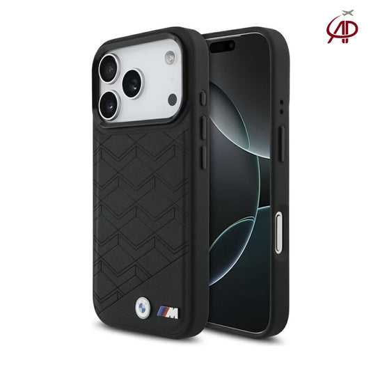 BMW M Motorsport Black Geometric Embossed Leather Case