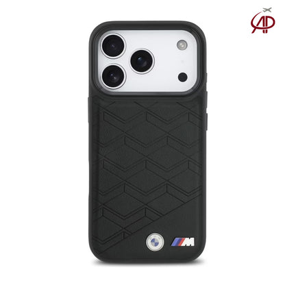 BMW M Motorsport Black Geometric Embossed Leather Case