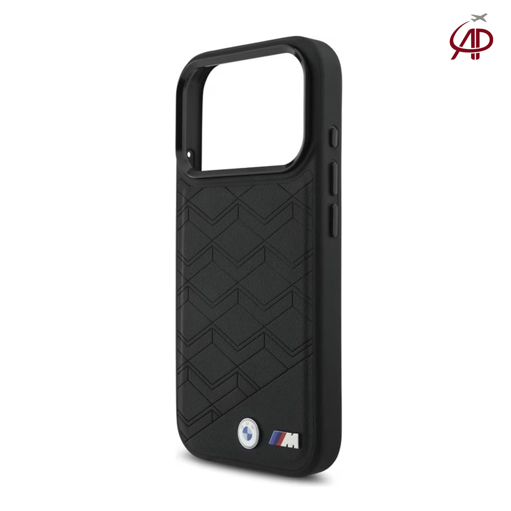 BMW M Motorsport Black Geometric Embossed Leather Case