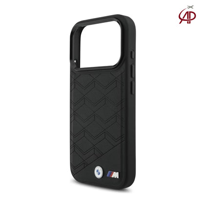 BMW M Motorsport Black Geometric Embossed Leather Case
