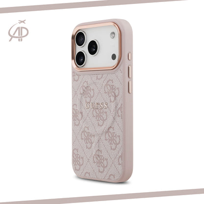 Guess Black & Gray Monogram iPhone Case with Gold Accents