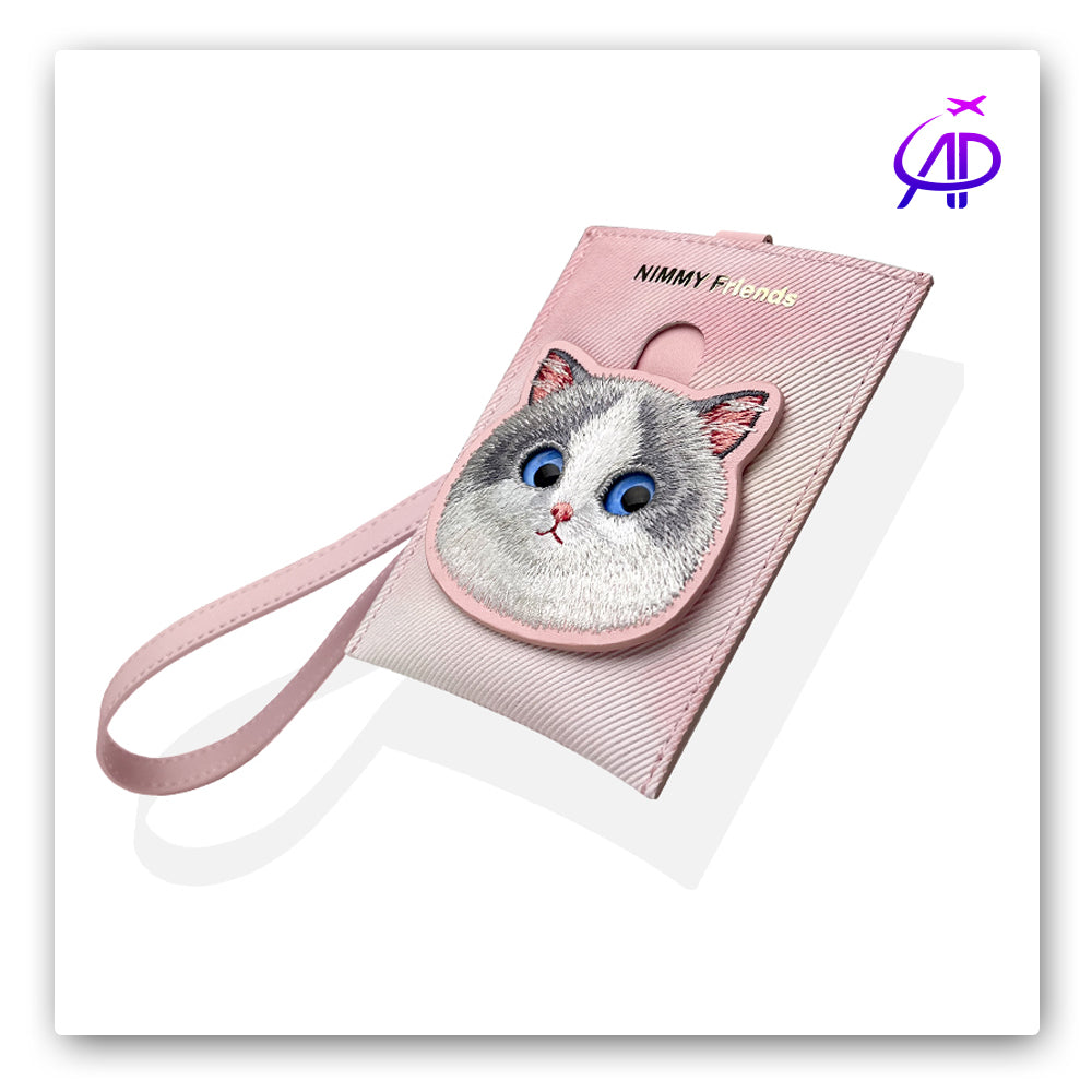 Nimmy Friends Embroidered Cat Card Holder