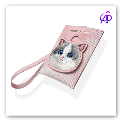 Nimmy Friends Embroidered Cat Card Holder