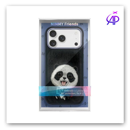 Nimmy Friends Cute Panda Photographer Embroidery Black Case