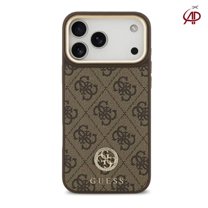 GUESS Brown 4G Monogram Case with Rhinestone Round Emblem