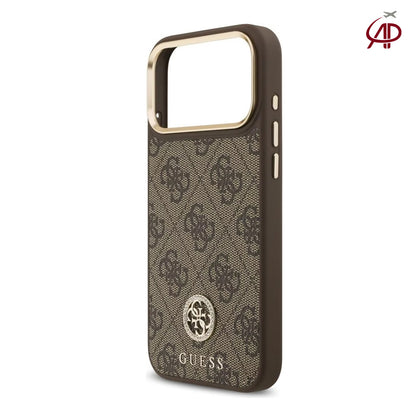 GUESS Brown 4G Monogram Case with Rhinestone Round Emblem