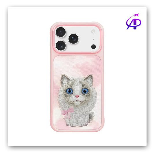 Nimmy Friends Ragdoll Kitten Pink Bow Embroidery Case
