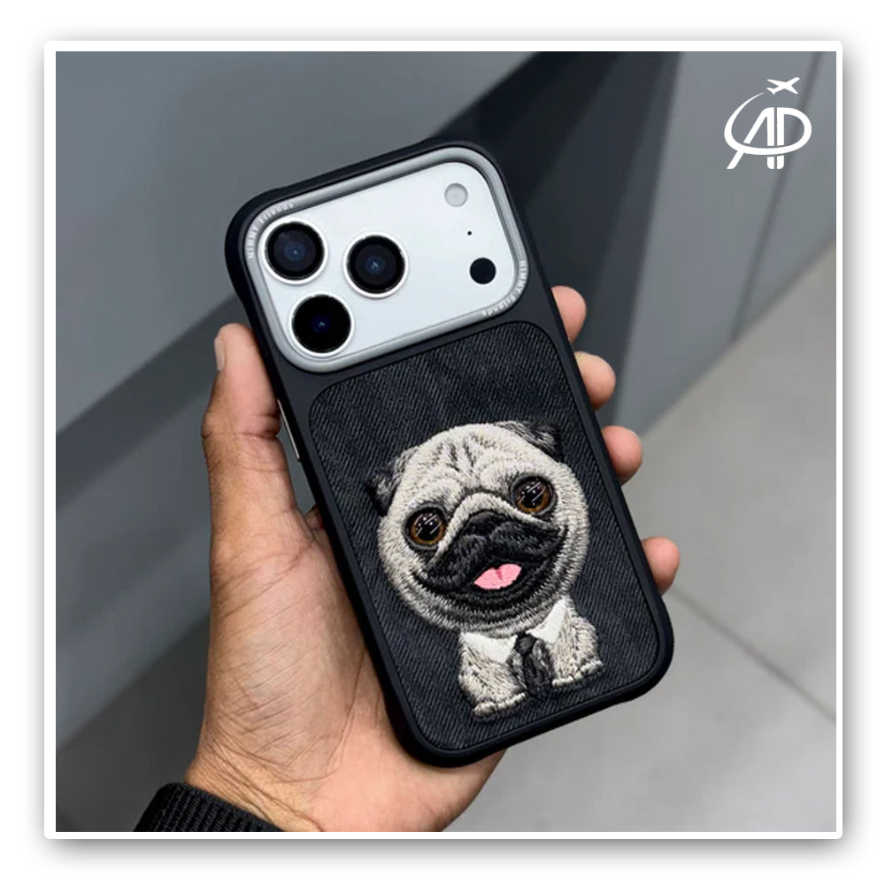 Nimmy Friends Dapper Pug Tie Embroidery Black Case