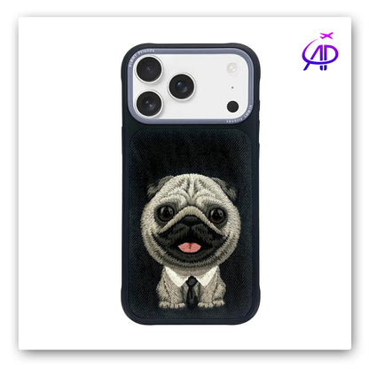 Nimmy Friends Dapper Pug Tie Embroidery Black Case