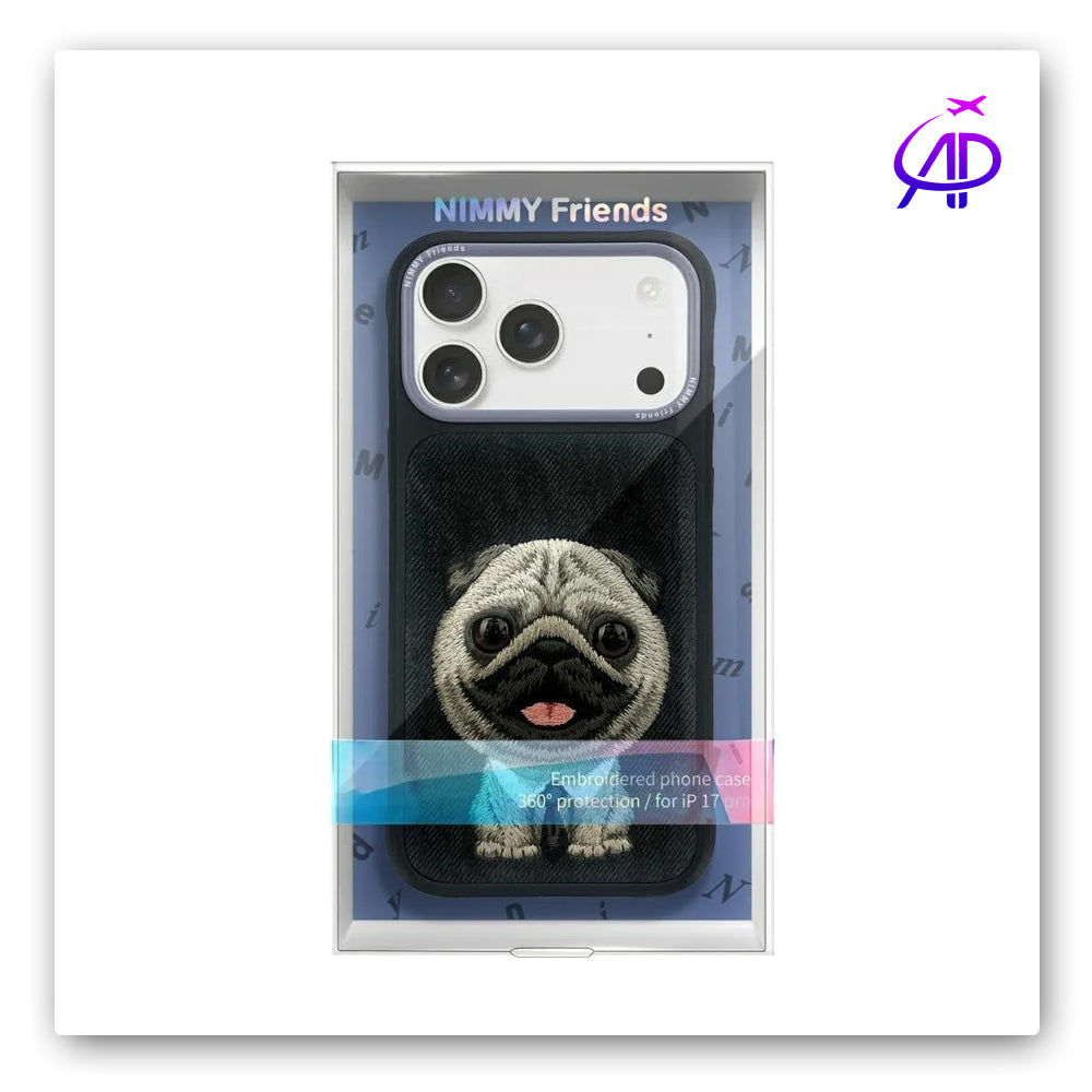 Nimmy Friends Dapper Pug Tie Embroidery Black Case
