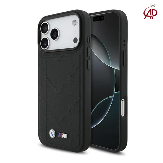 BMW M Motorsport Black Chevron Stitched Leather Case