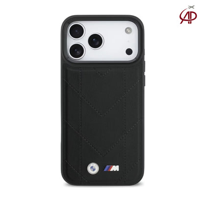 BMW M Motorsport Black Chevron Stitched Leather Case