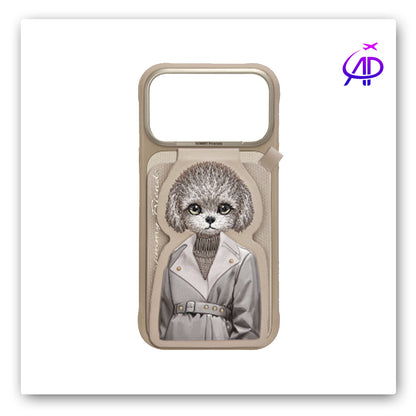 Nimmy Friends Fluffy Dog Trench Coat Embroidery Tan Case