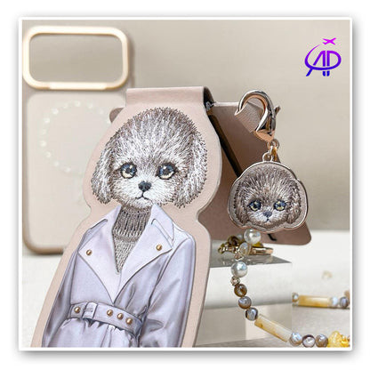 Nimmy Friends Fluffy Dog Trench Coat Embroidery Tan Case
