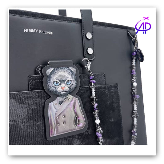 NIMMY FRIENDS Versatile Black Shoulder Tote with Unique Pet Accessories
