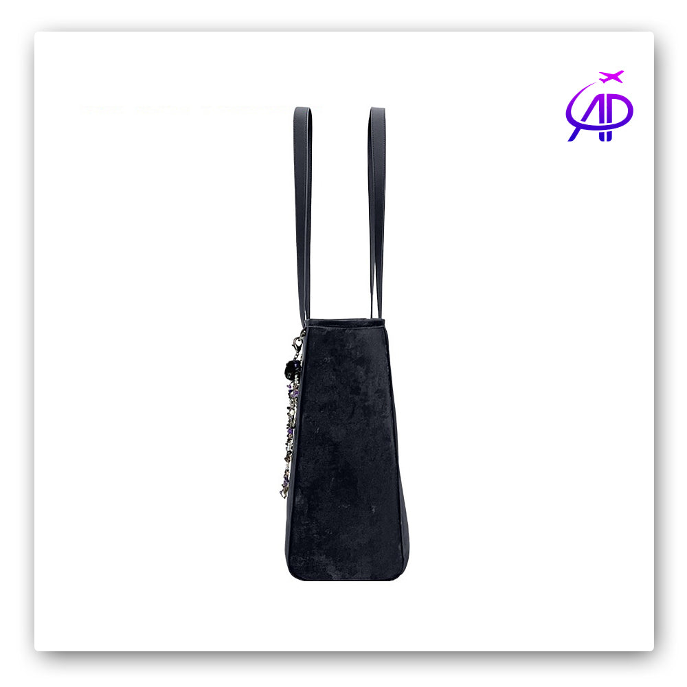 NIMMY FRIENDS Versatile Black Shoulder Tote with Unique Pet Accessories