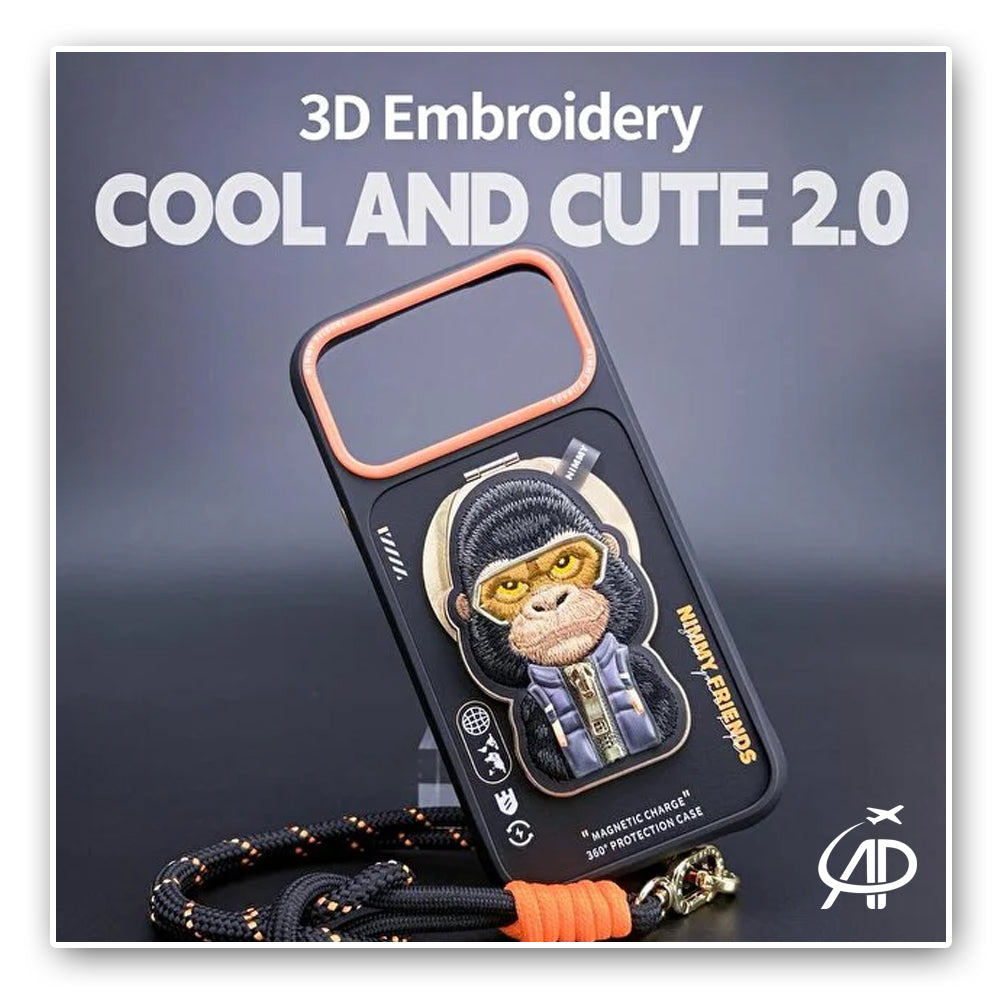 Nimmy Legends 3D Embroidery Ape Puffer Jacket Magnetic Case - Cool & Cute 2.0