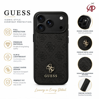 GUESS Premium Black Monogram Phone Cover | Designer Case