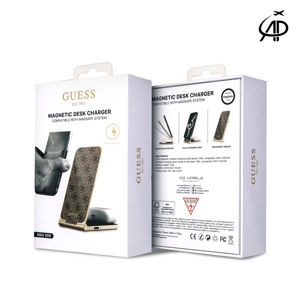 GUESS 15W MagSafe Magnetic Desk Charger | 4G Monogram