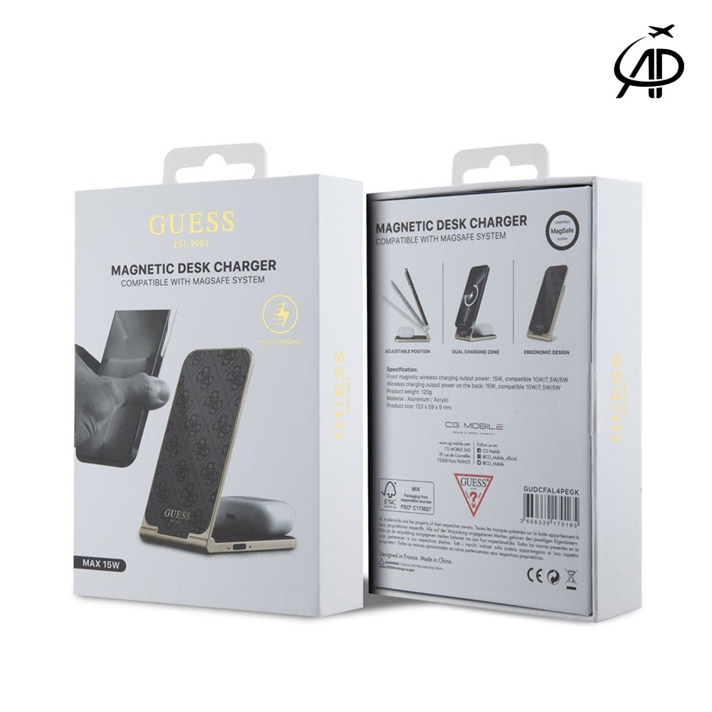 GUESS 15W MagSafe Magnetic Desk Charger | 4G Monogram