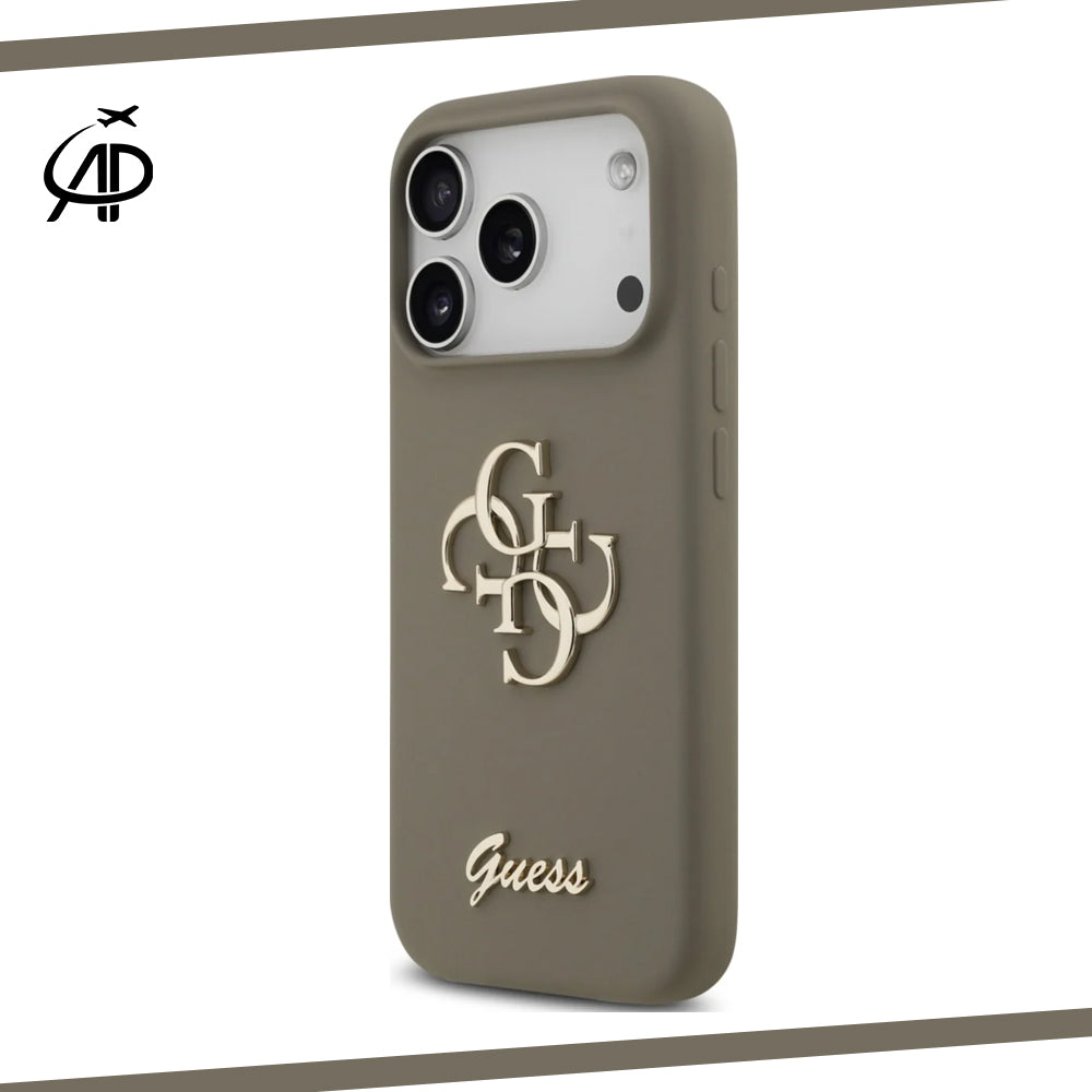 Guess Matte Gold-Logo Silicone Case