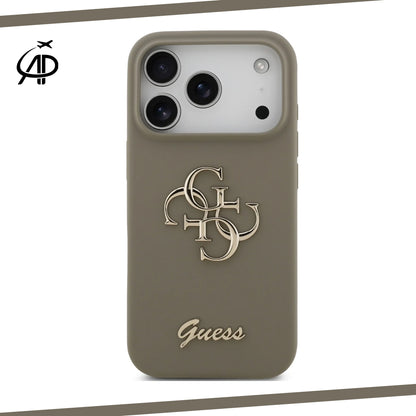 Guess Matte Gold-Logo Silicone Case