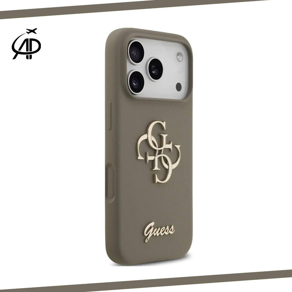 Guess Matte Gold-Logo Silicone Case