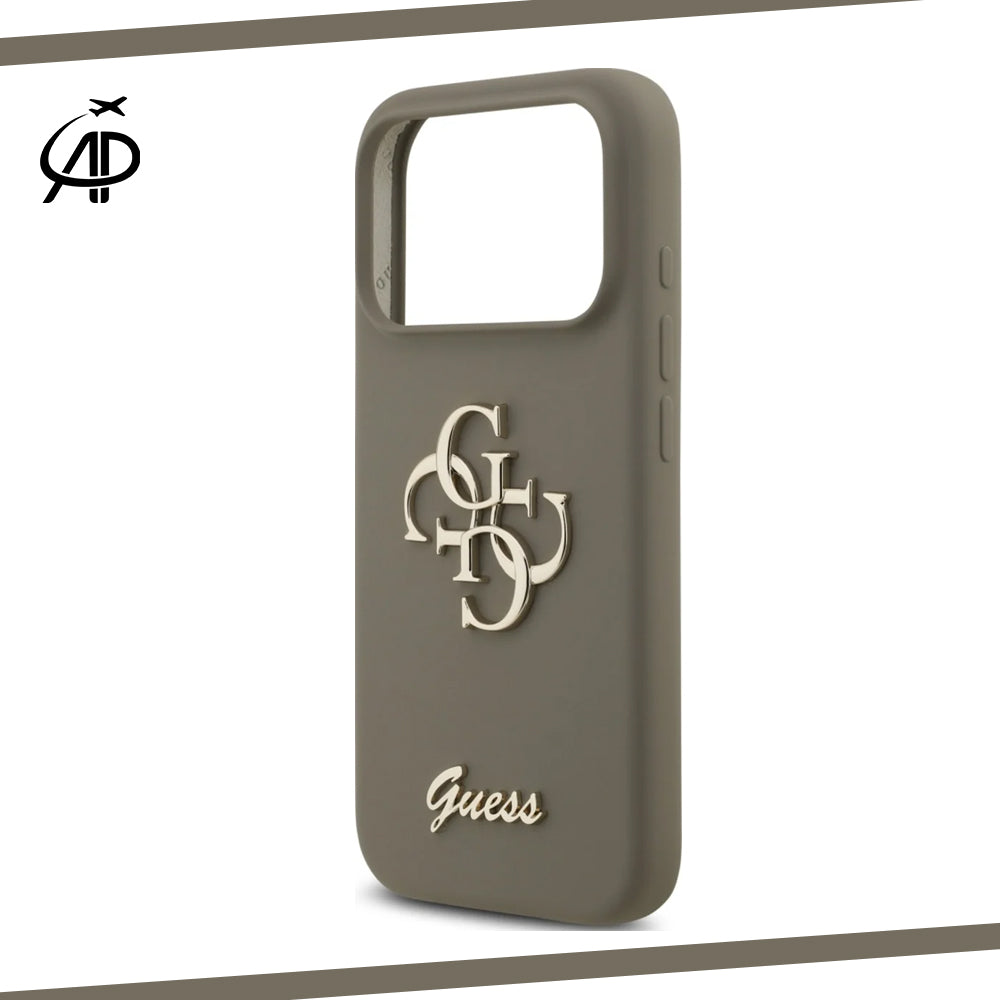Guess Matte Gold-Logo Silicone Case