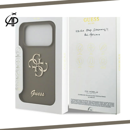 Guess Matte Gold-Logo Silicone Case