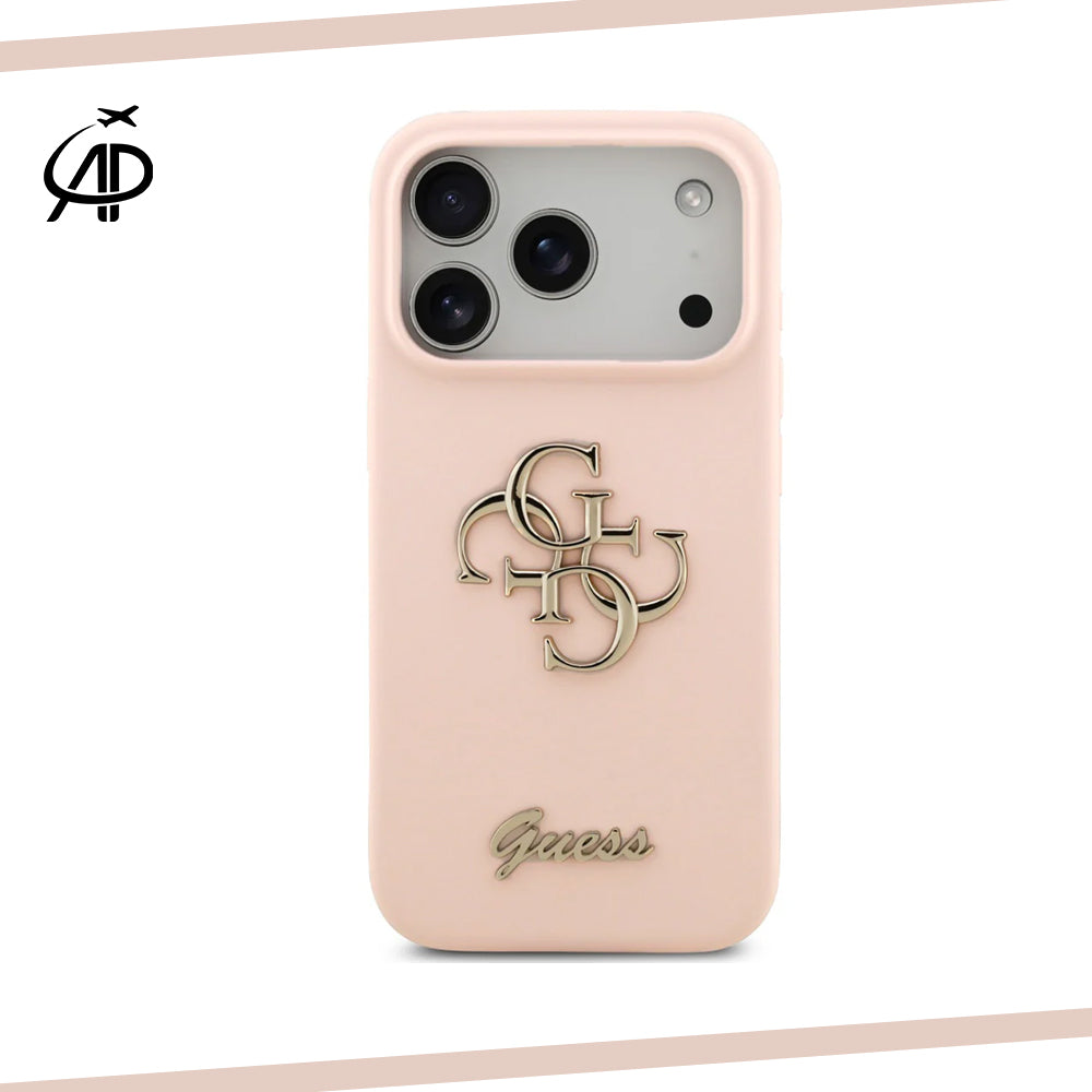 Guess Matte Gold-Logo Silicone Case