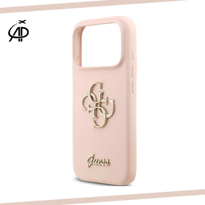 Guess Matte Gold-Logo Silicone Case