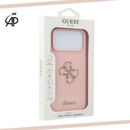 Guess Matte Gold-Logo Silicone Case