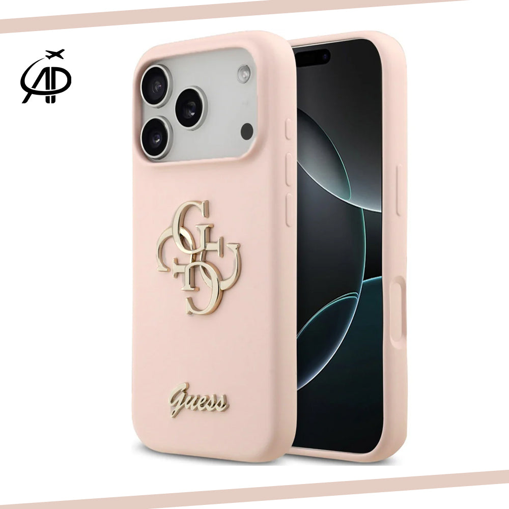 Guess Matte Gold-Logo Silicone Case