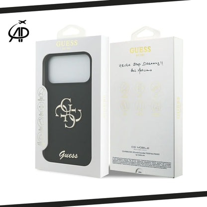 Guess Matte Gold-Logo Silicone Case