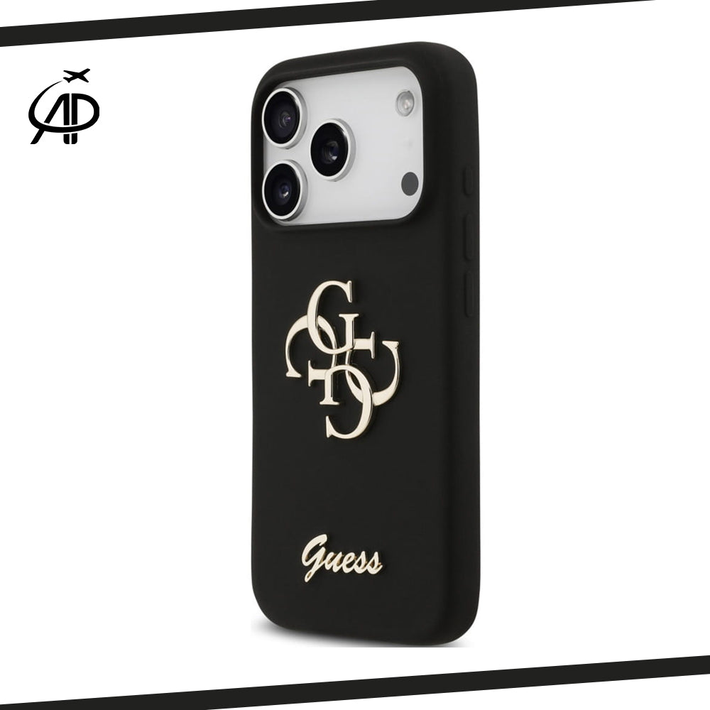 Guess Matte Gold-Logo Silicone Case