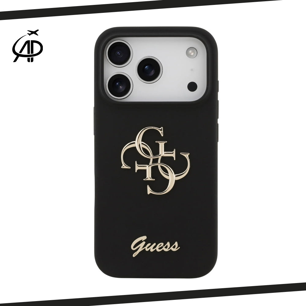 Guess Matte Gold-Logo Silicone Case
