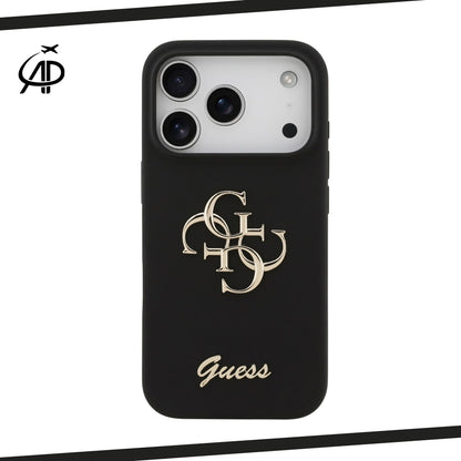Guess Matte Gold-Logo Silicone Case