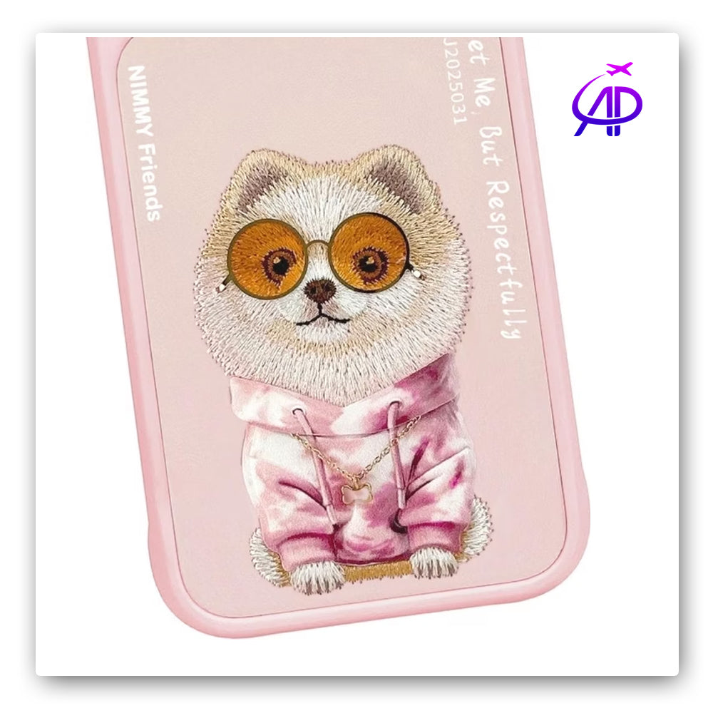 Nimmy Friends Cute Fluffy Dog Pink Magnetic Protection Case