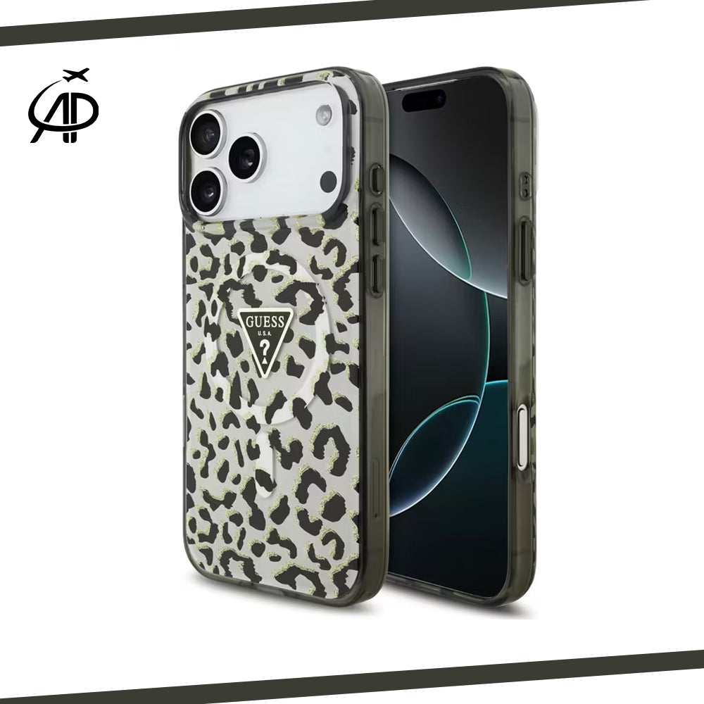 Guess Leopard Print Clear iPhone Case with Triangle Logo