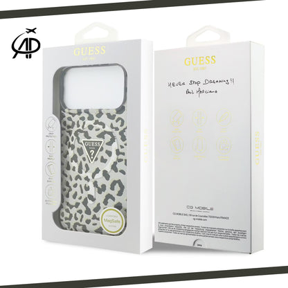 Guess Leopard Print Clear iPhone Case with Triangle Logo