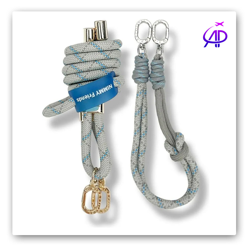 Nimmy Friends Grey & Blue Patterned Crossbody Phone Strap/Lanyard