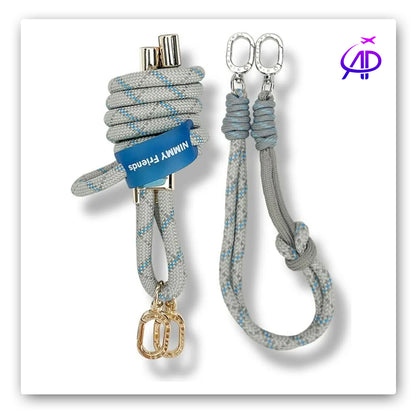 Nimmy Friends Grey & Blue Patterned Crossbody Phone Strap/Lanyard