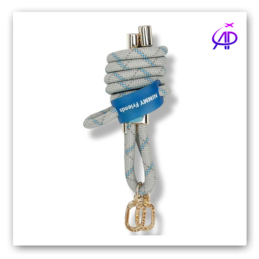 Nimmy Friends Grey & Blue Patterned Crossbody Phone Strap/Lanyard