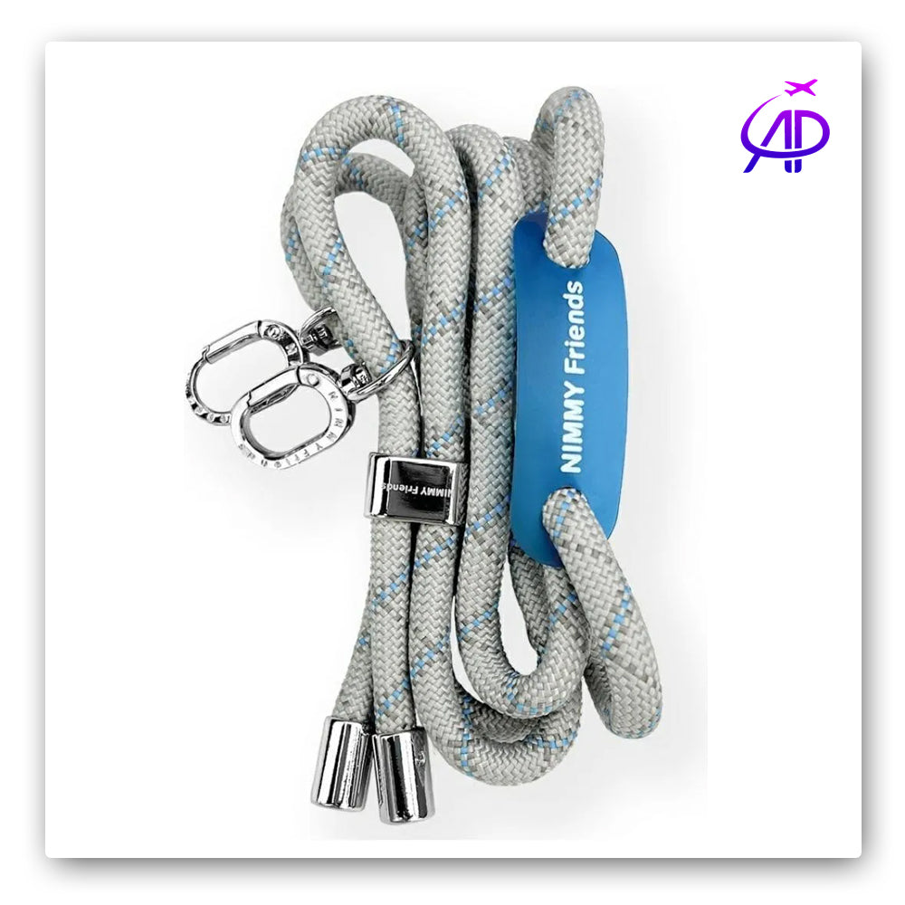 Nimmy Friends Grey & Blue Patterned Crossbody Phone Strap/Lanyard