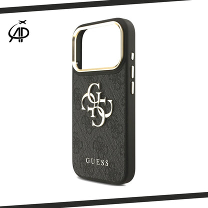 Luxurious Guess Signature Monogram Emblem Phone Cover - Black/Brown