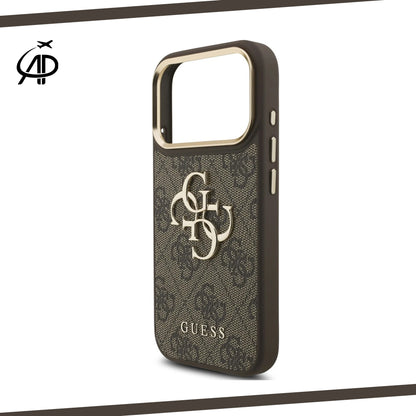 Luxurious Guess Signature Monogram Emblem Phone Cover - Black/Brown