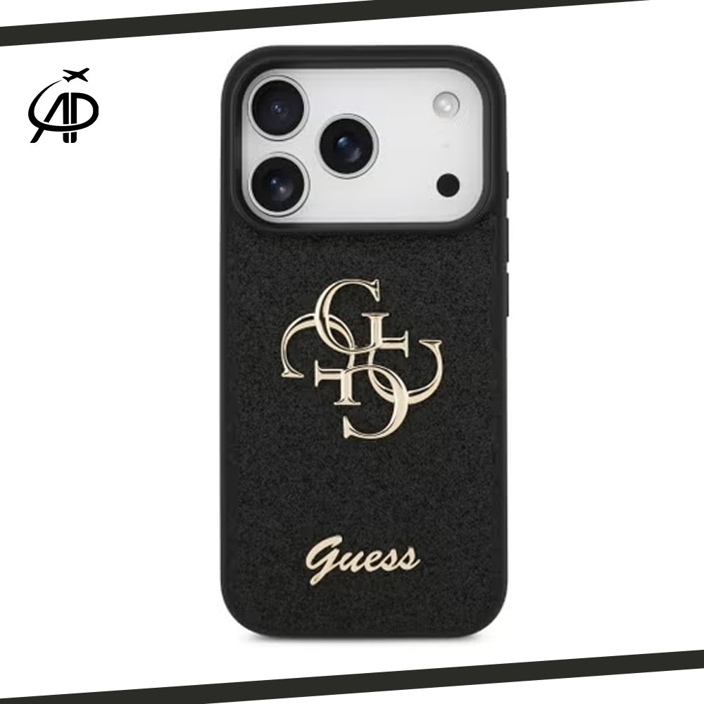 Premium Guess Signature Monogram Phone Cover - Black/Gold/Pink