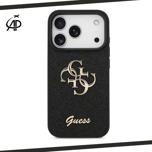 Premium Guess Signature Monogram Phone Cover - Black/Gold/Pink