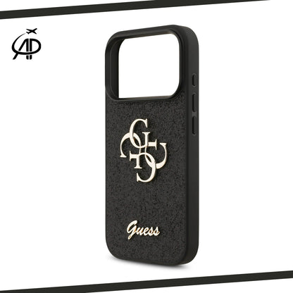 Premium Guess Signature Monogram Phone Cover - Black/Gold/Pink