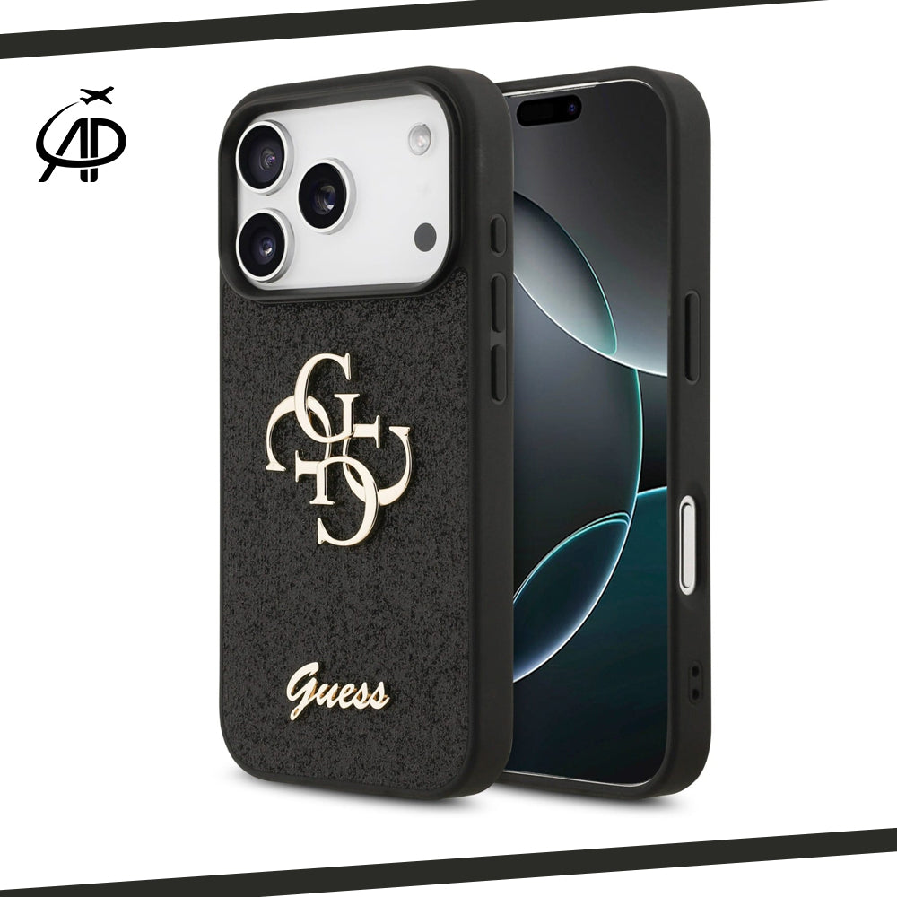 Premium Guess Signature Monogram Phone Cover - Black/Gold/Pink